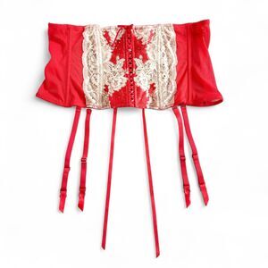NEW Victoria's Secret Women's M/L Very Sexy Red Waist Cincher Corset Garter Lace